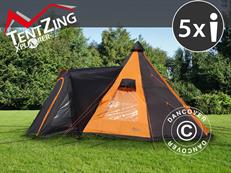 Tente de camping TenZing Teepee, 5 personnes, orange/gris foncé